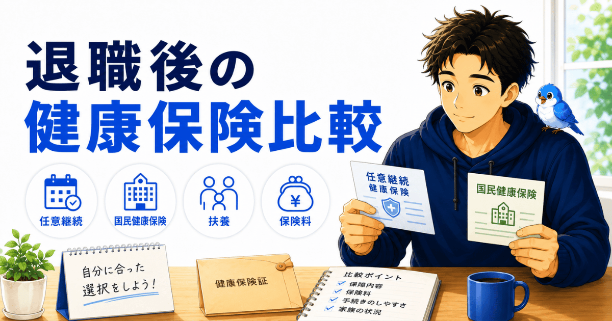 退職後の健康保険、任意継続と国民健康保険を比較するアイキャッチ画像