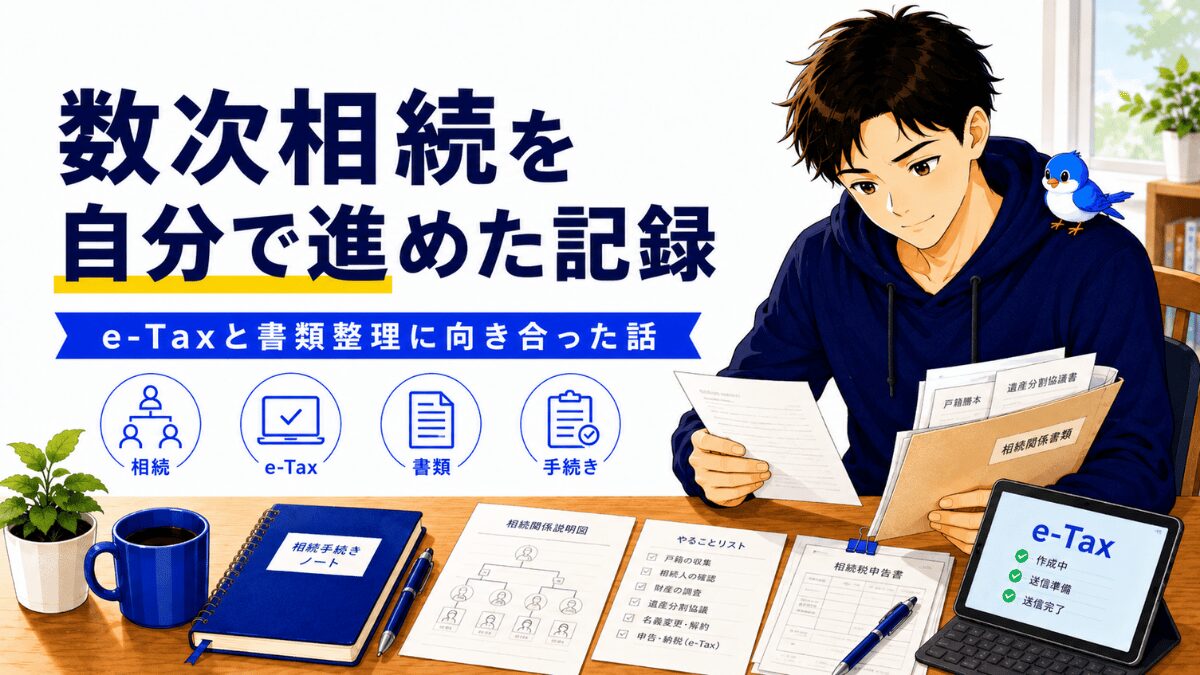 数次相続をe-Taxと書類整理で自分で進めた記録のアイキャッチ。